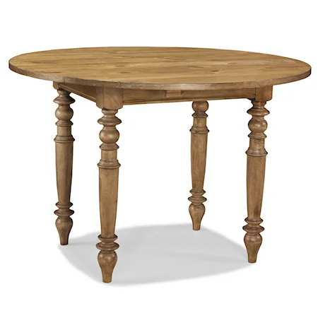 54" Round Top, Double Drop Leaf Pub Table with Turned Legs